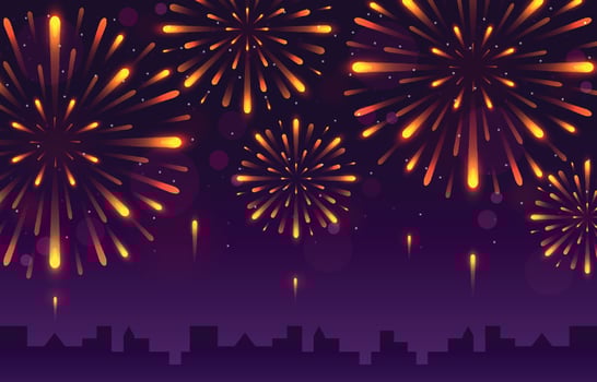 Fireworks Party at Night Background vector