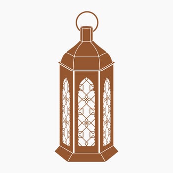 Editable Isolated Hanging Brown Patterned Arabian Lamp Vector Illustration in Flat Monochrome Style for Islamic Occasional Theme Purposes Such as Ramadan and Eid Also Arab Culture Design Needs