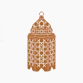 Editable Isolated Flat Monochrome Style Hanging Brown Patterned Arabian Lamp Vector Illustration for Islamic Occasional Theme Purposes Such as Ramadan and Eid Also Arab Culture Design Needs