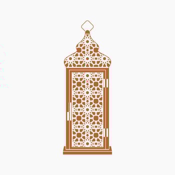 Editable Isolated Brown Patterned Arabian Lamp Vector Illustration in Flat Monochrome Style for Islamic Occasional Theme Purposes Such as Ramadan and Eid Also Arab Culture Design Needs