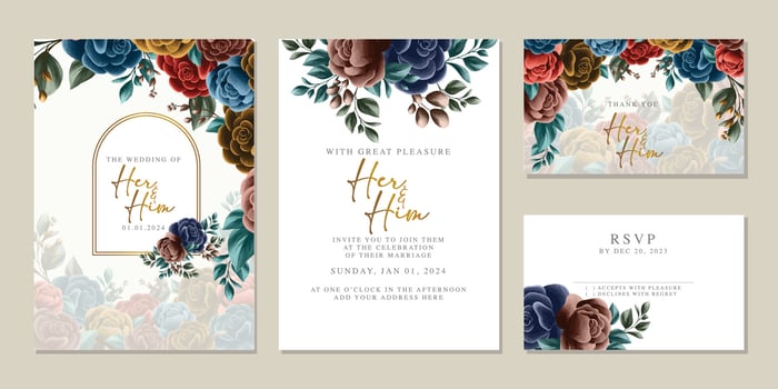 Luxury beautiful flowers wedding invitation card background template vector