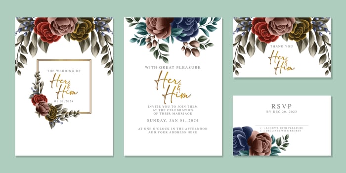 Luxury beautiful flowers wedding invitation card background template vector