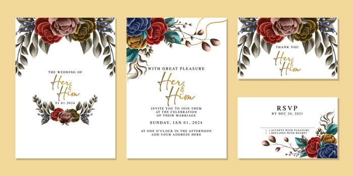 Luxury beautiful flowers wedding invitation card background template vector