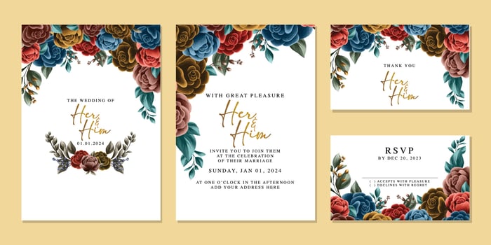 Luxury beautiful flowers wedding invitation card background template vector