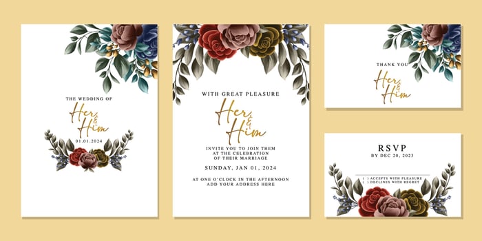 Luxury beautiful flowers wedding invitation card background template vector