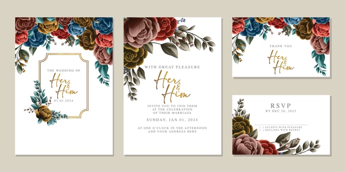 Luxury beautiful flowers wedding invitation card background template vector