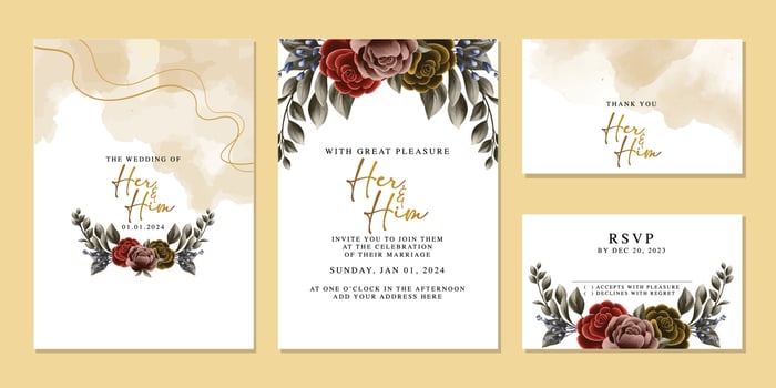 Luxury beautiful flowers wedding invitation card background template vector