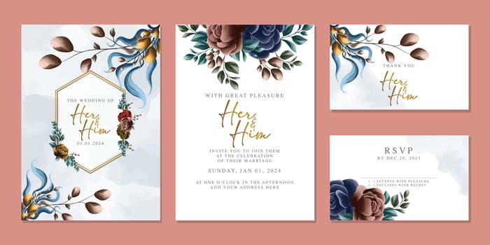 Luxury beautiful flowers wedding invitation card background template vector