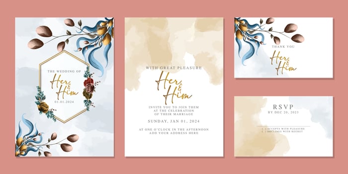 Luxury beautiful flowers wedding invitation card background template vector