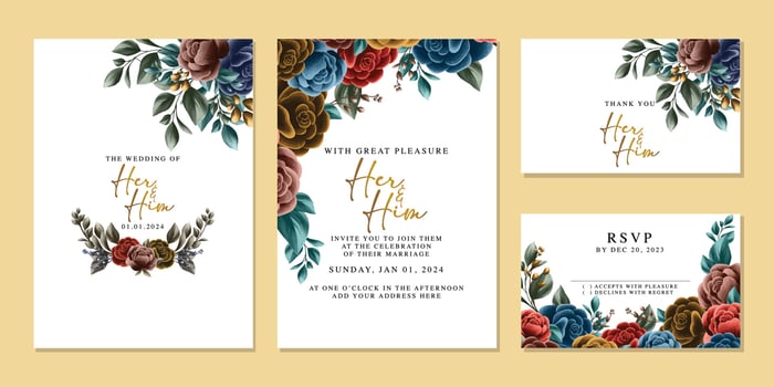Luxury beautiful flowers wedding invitation card background template vector