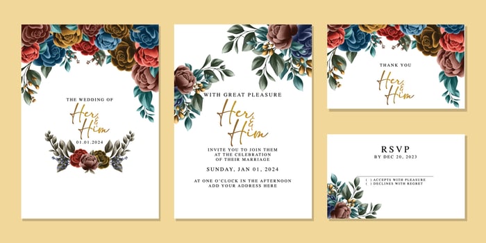 Luxury beautiful flowers wedding invitation card background template vector