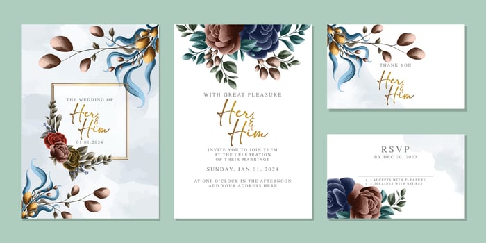 Luxury beautiful flowers wedding invitation card background template vector