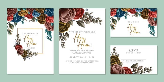 Luxury beautiful flowers wedding invitation card background template vector