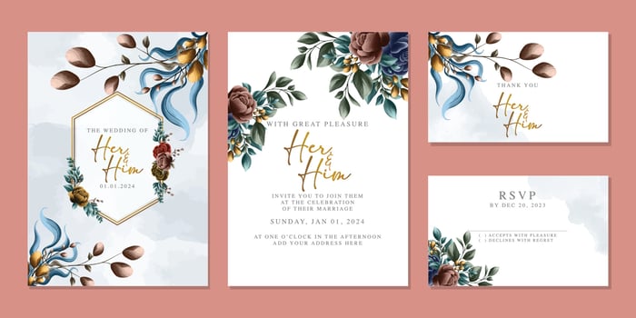 Luxury beautiful flowers wedding invitation card background template vector