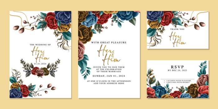 Luxury beautiful flowers wedding invitation card background template vector