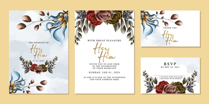 Luxury beautiful flowers wedding invitation card background template vector