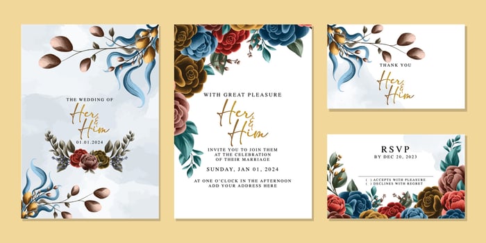 Luxury beautiful flowers wedding invitation card background template vector