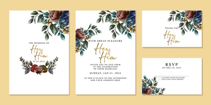 Luxury beautiful flowers wedding invitation card background template vector
