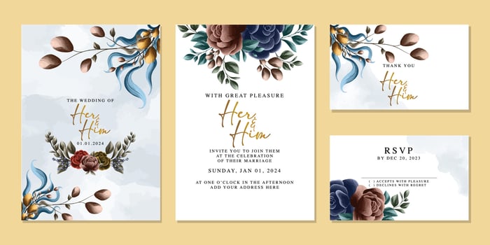 Luxury beautiful flowers wedding invitation card background template vector