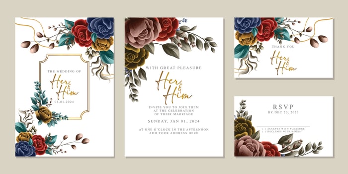 Luxury beautiful flowers wedding invitation card background template vector