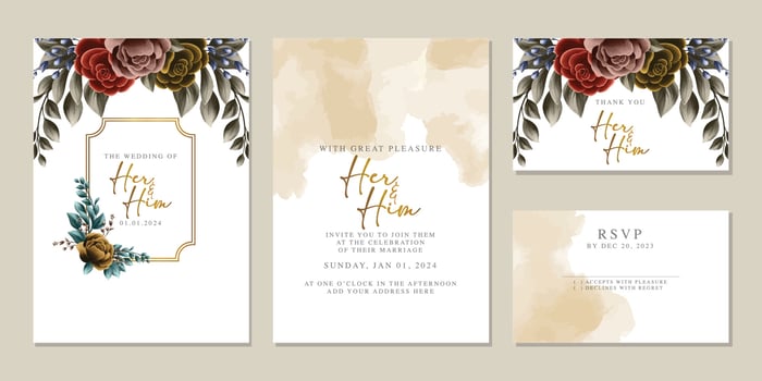 Luxury beautiful flowers wedding invitation card background template vector