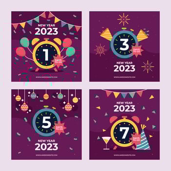 New Year Countdown Social Media Template vector