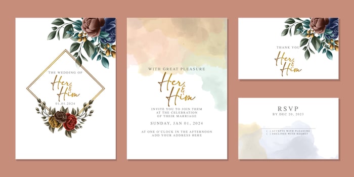Luxury beautiful flowers wedding invitation card background template vector