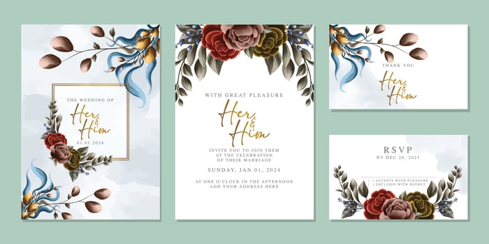 Luxury beautiful flowers wedding invitation card background template vector