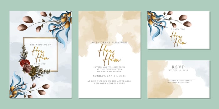 Luxury beautiful flowers wedding invitation card background template vector