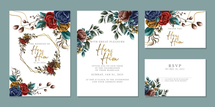 Luxury beautiful flowers wedding invitation card background template vector