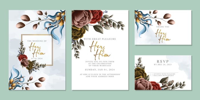Luxury beautiful flowers wedding invitation card background template vector