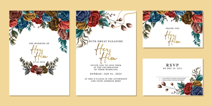 Luxury beautiful flowers wedding invitation card background template vector