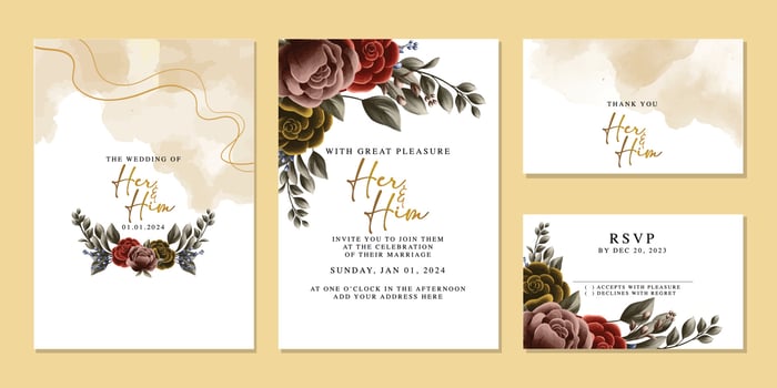 Luxury beautiful flowers wedding invitation card background template vector