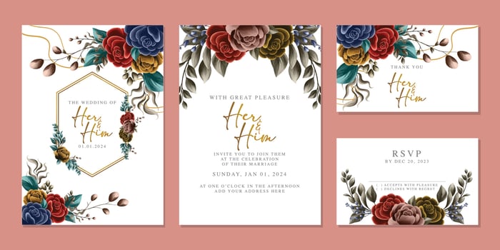Luxury beautiful flowers wedding invitation card background template vector