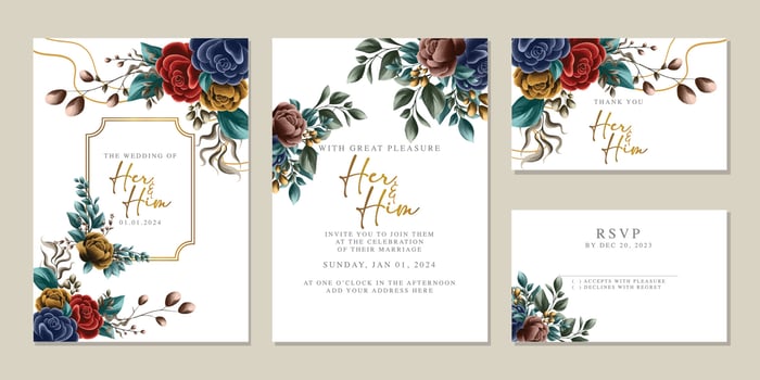 Luxury beautiful flowers wedding invitation card background template vector