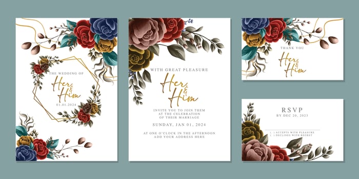 Luxury beautiful flowers wedding invitation card background template vector