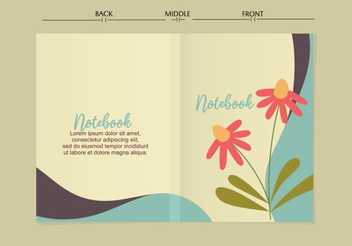 set of notebook designs with hand drawn flowers.beautiful and cute background design.For cover, planners, brochures, books, catalogs,diary vector