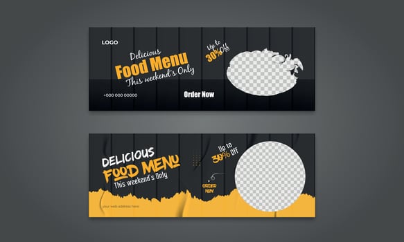 Food social media Facebook cover design template vector
