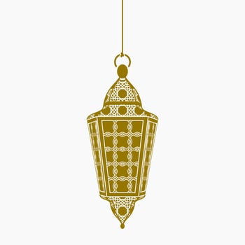 Editable Isolated Flat Monochrome Style Hanging Patterned Arabian Lamp Vector Illustration for Islamic Occasional Theme Purposes Such as Ramadan and Eid Also Arab Culture Design Needs