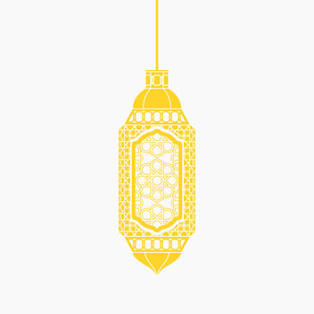 Editable Isolated Hanging Patterned Yellow Arabian Lamp Vector Illustration in Flat Monochrome Style for Islamic Occasional Theme Purposes Such as Ramadan and Eid Also Arab Culture Design Needs