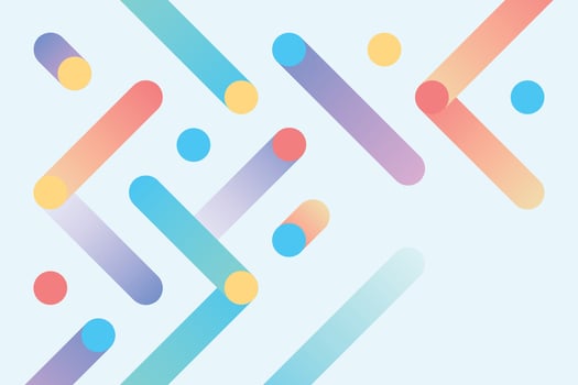Abstract dynamic motion rainbow gradient lines and dots on light blue background vector