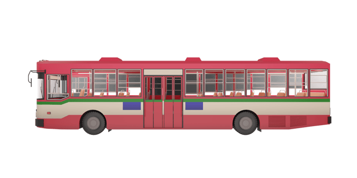 3D render thailand city bus red green white color transport png illustration