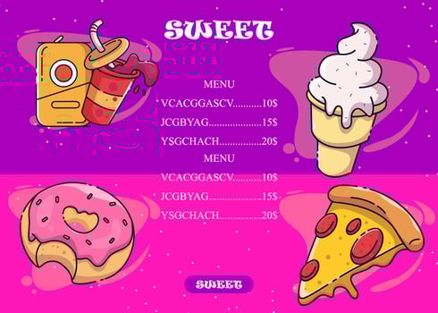 sweet poster and menu vector colorful illustration
