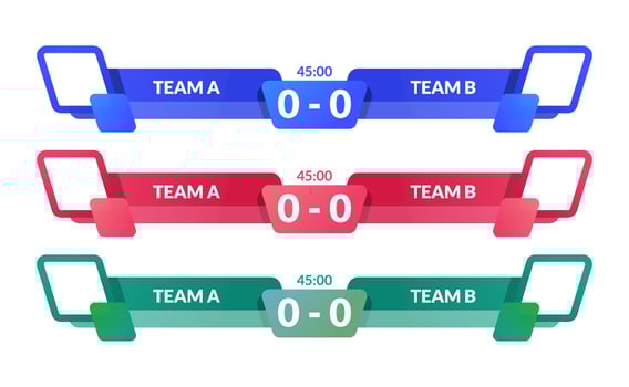 scoreboard versus team A vs team B for sport lower third with time and result duel battle vector