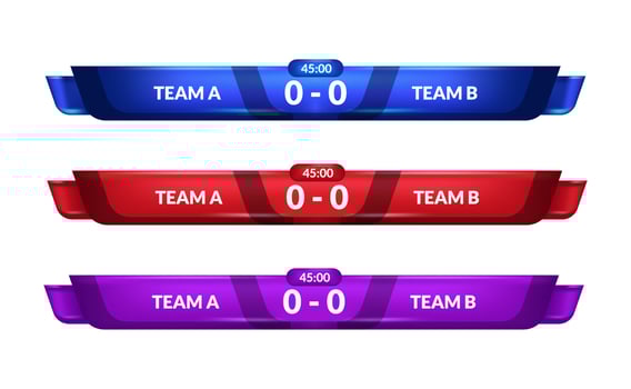 scoreboard versus team A vs team B for sport lower third with time and result duel battle vector