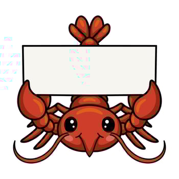 Cute little lobster cartoon with blank sign vector