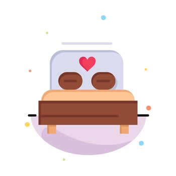 Bed Love Heart Wedding Abstract Flat Color Icon Template vector