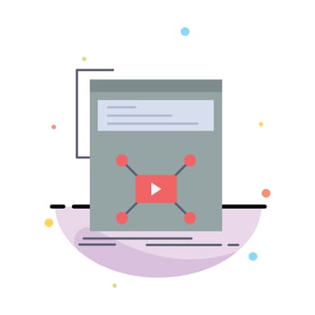Marketing page video web website Flat Color Icon Vector