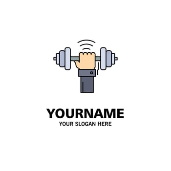 Dumbbell gain lifting power sport Flat Color Icon Vector