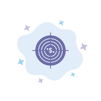 Target Aim Business Cash Financial Funds Hunting Money Blue Icon on Abstract Cloud Background vector